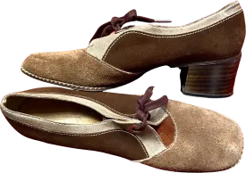 60’s Adorable Suede Oxfords with Heels and Ties by Personality