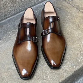 Asymmetrical Double Monk Strap Derby Shoes