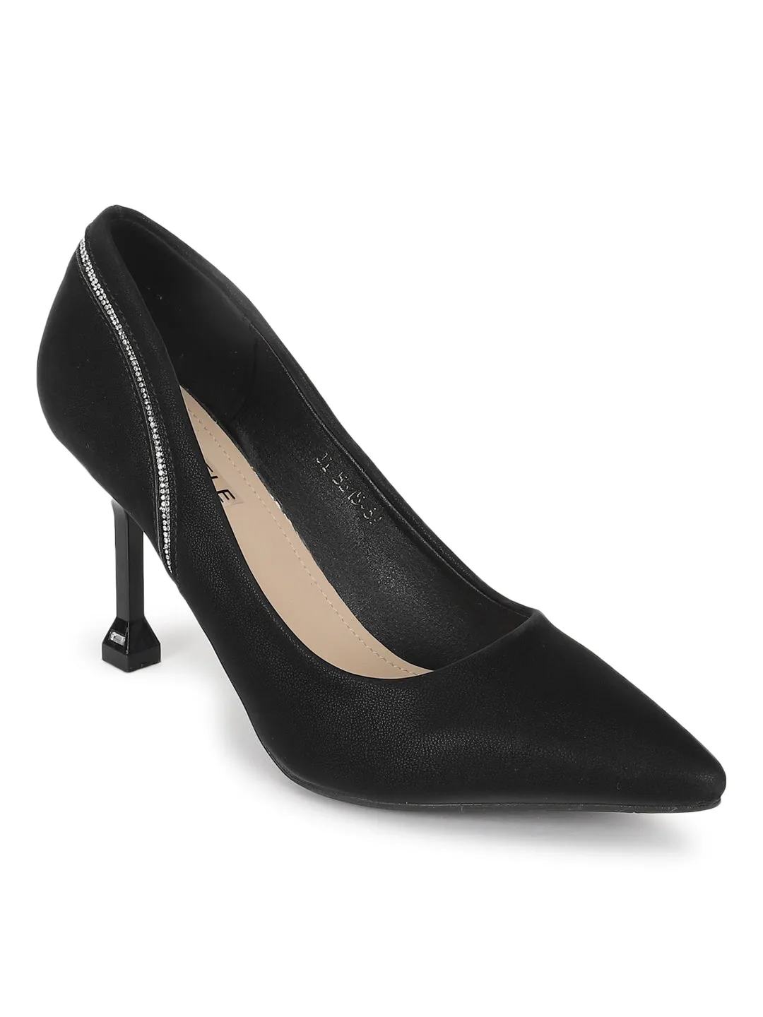 Black PU Stylish Stiletto Heel Pumps (TC-ML056-BLK)