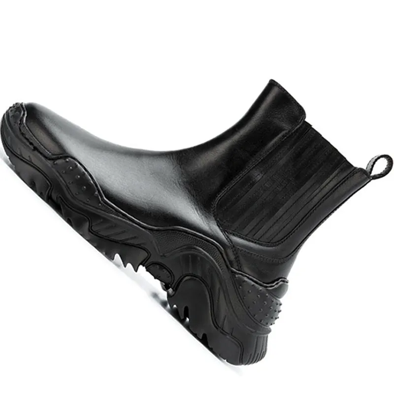BROCK CANGED LAMBSKIN CHELSEA DARK BLACK BOOTS