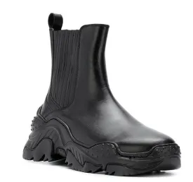 BROCK CANGED LAMBSKIN CHELSEA DARK BLACK BOOTS