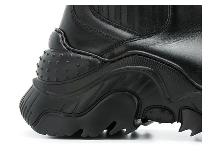 BROCK CANGED LAMBSKIN CHELSEA DARK BLACK BOOTS