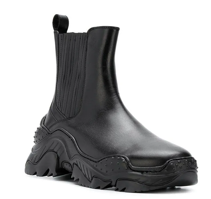 BROCK CANGED LAMBSKIN CHELSEA DARK BLACK BOOTS