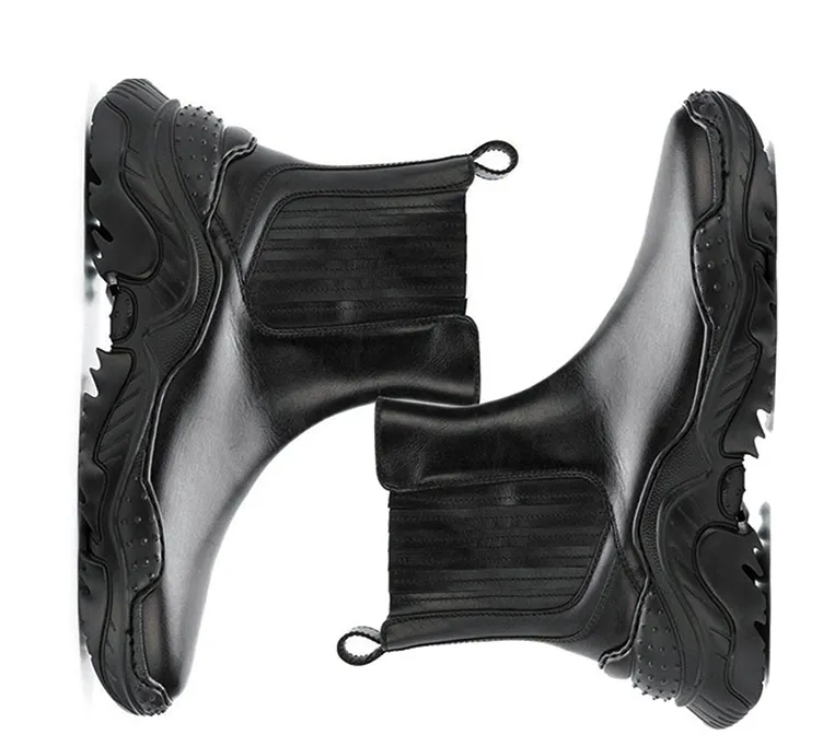 BROCK CANGED LAMBSKIN CHELSEA DARK BLACK BOOTS