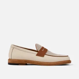 Calum Cream Leather Penny Loafers
