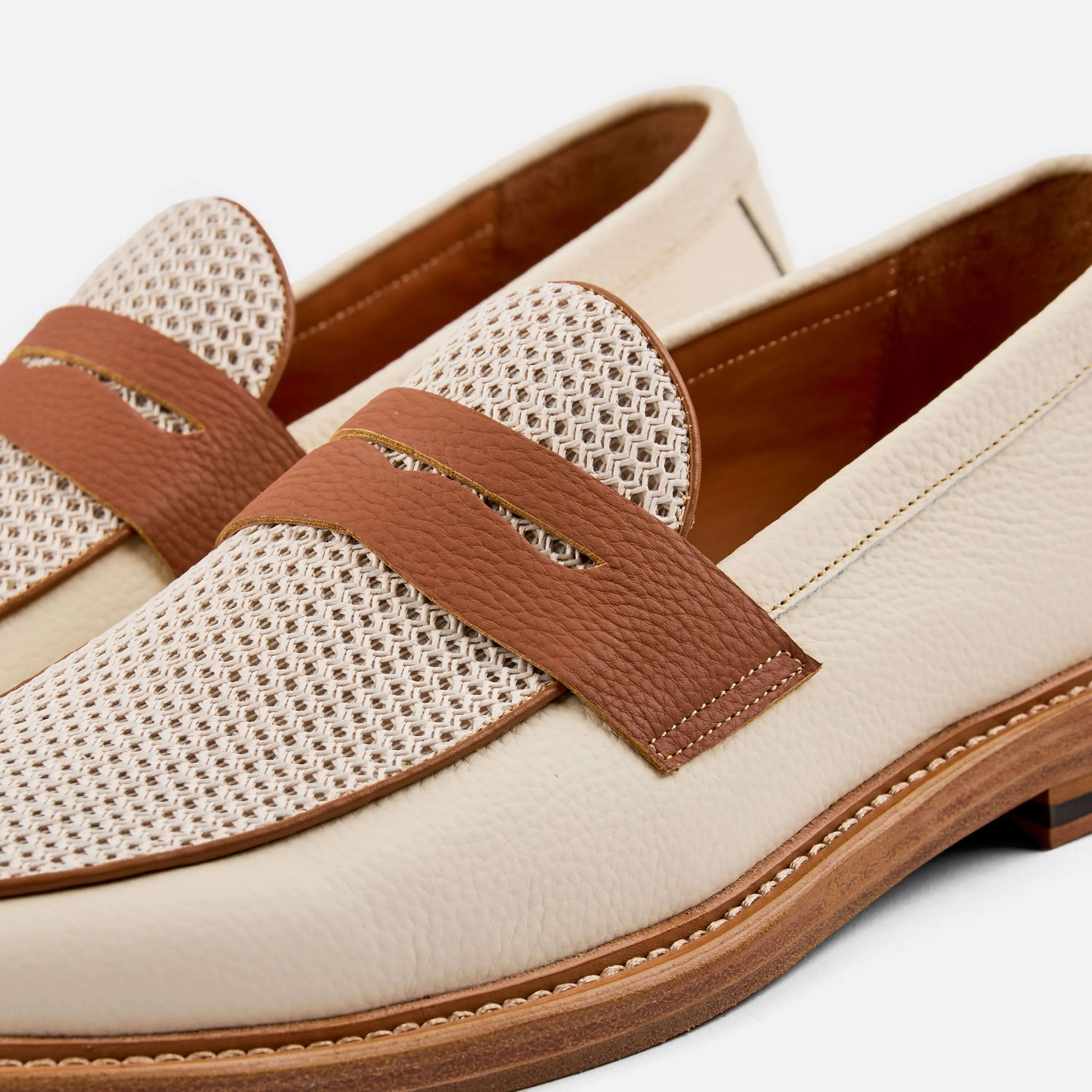 Calum Cream Leather Penny Loafers