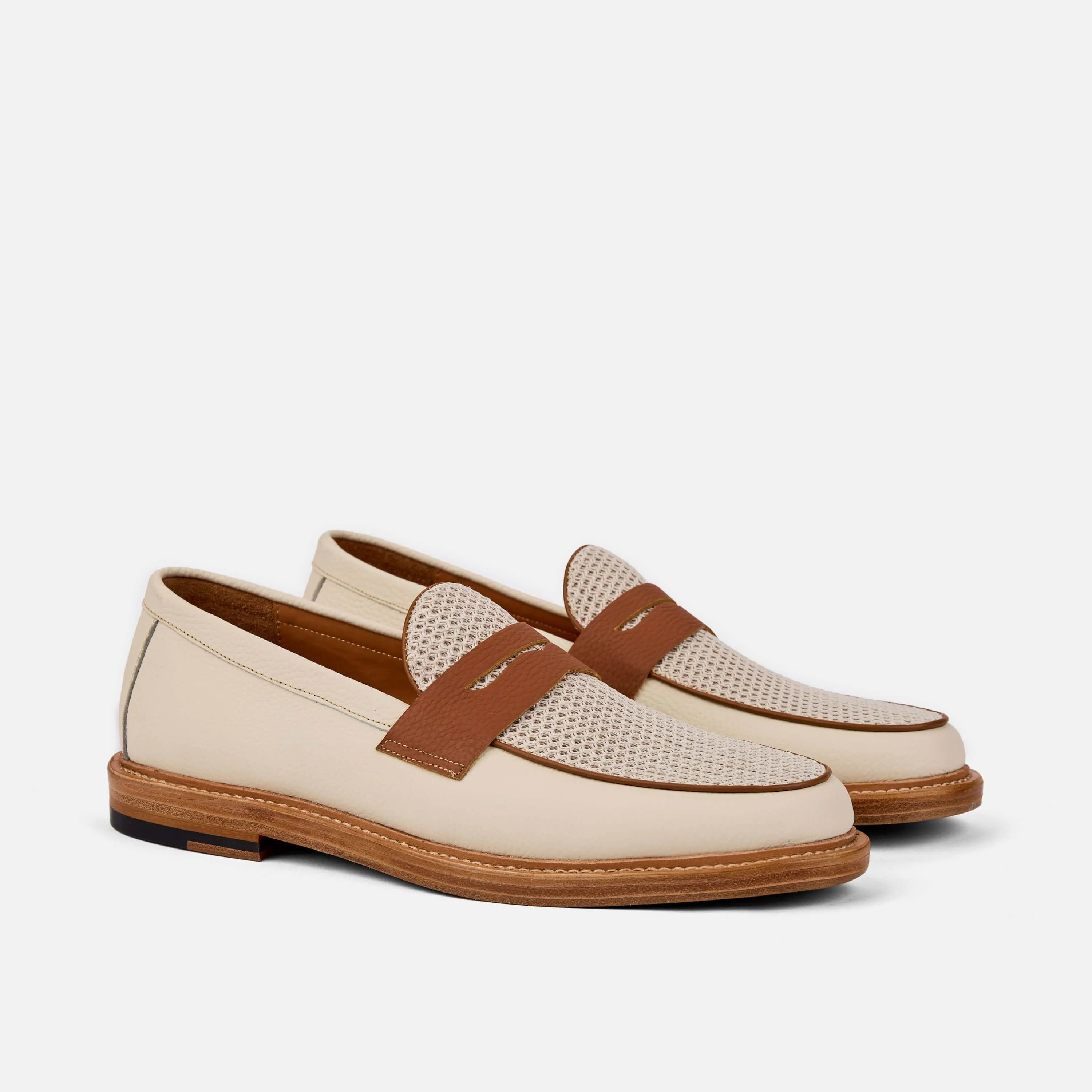 Calum Cream Leather Penny Loafers
