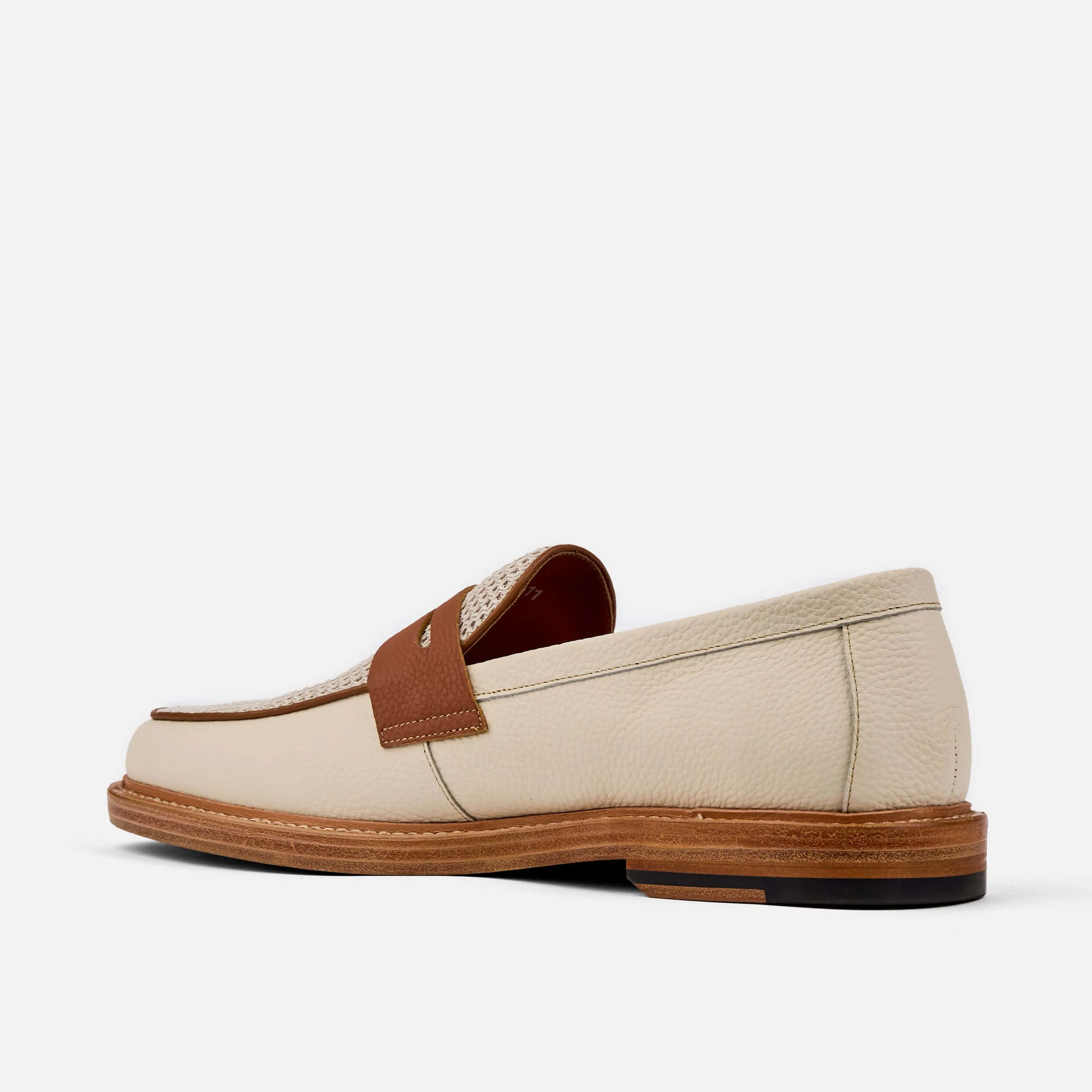 Calum Cream Leather Penny Loafers