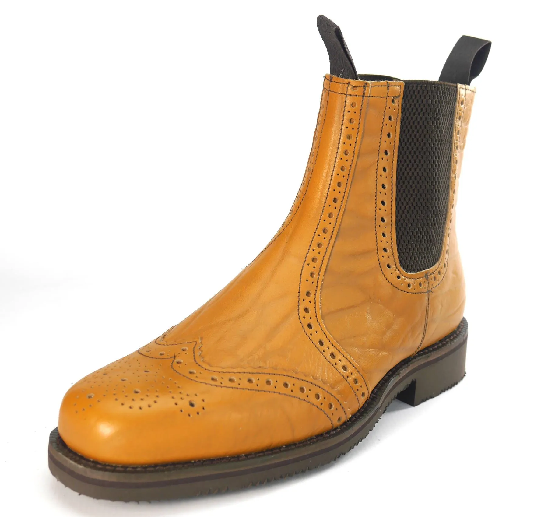 Charles Horrel England CH2001 Welted Brogue Chelsea Tan Mustang Dealer Boots