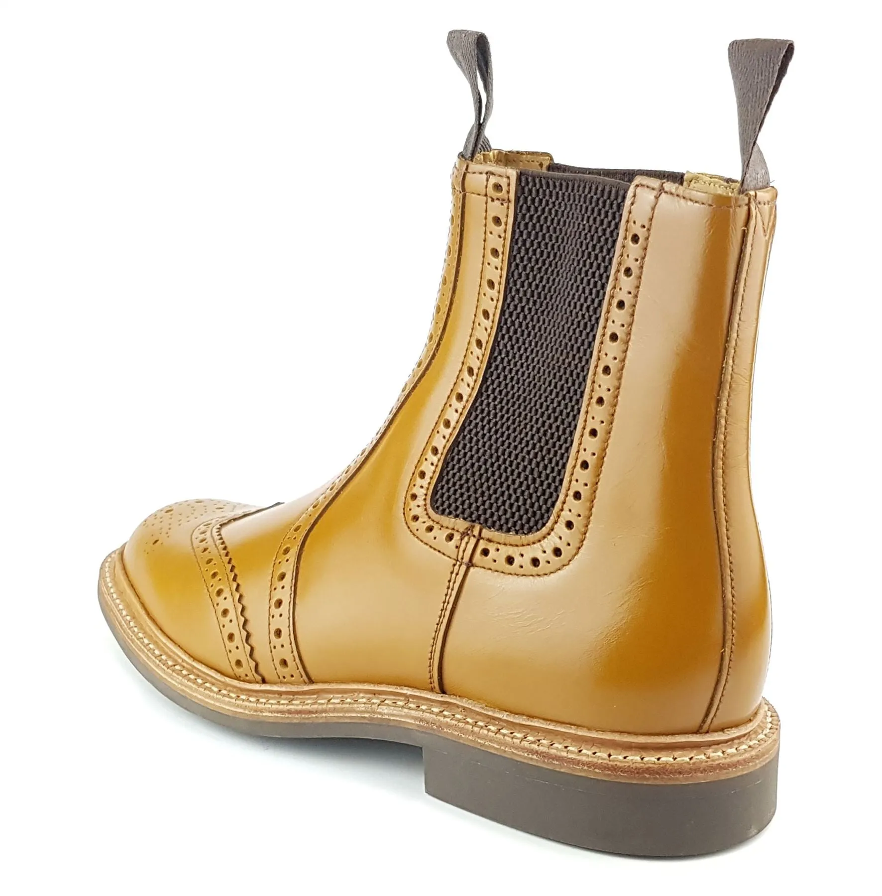 Charles Horrel England CH2008 Brogue Leather Welted Mens Chelsea Commando Boots