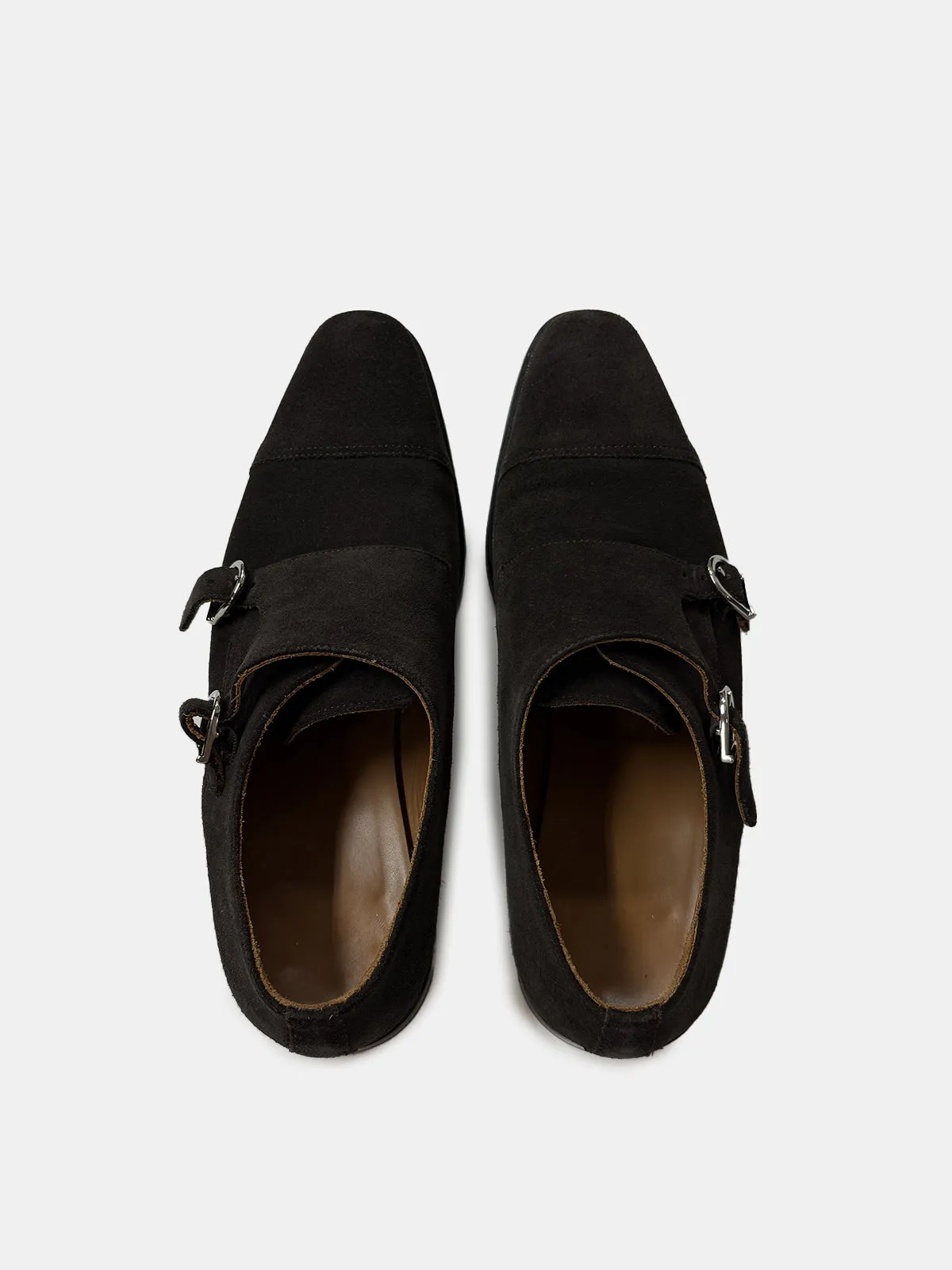 Dark-Brown Suede Double Monk Shoe - Sample  - LUCKY LAST