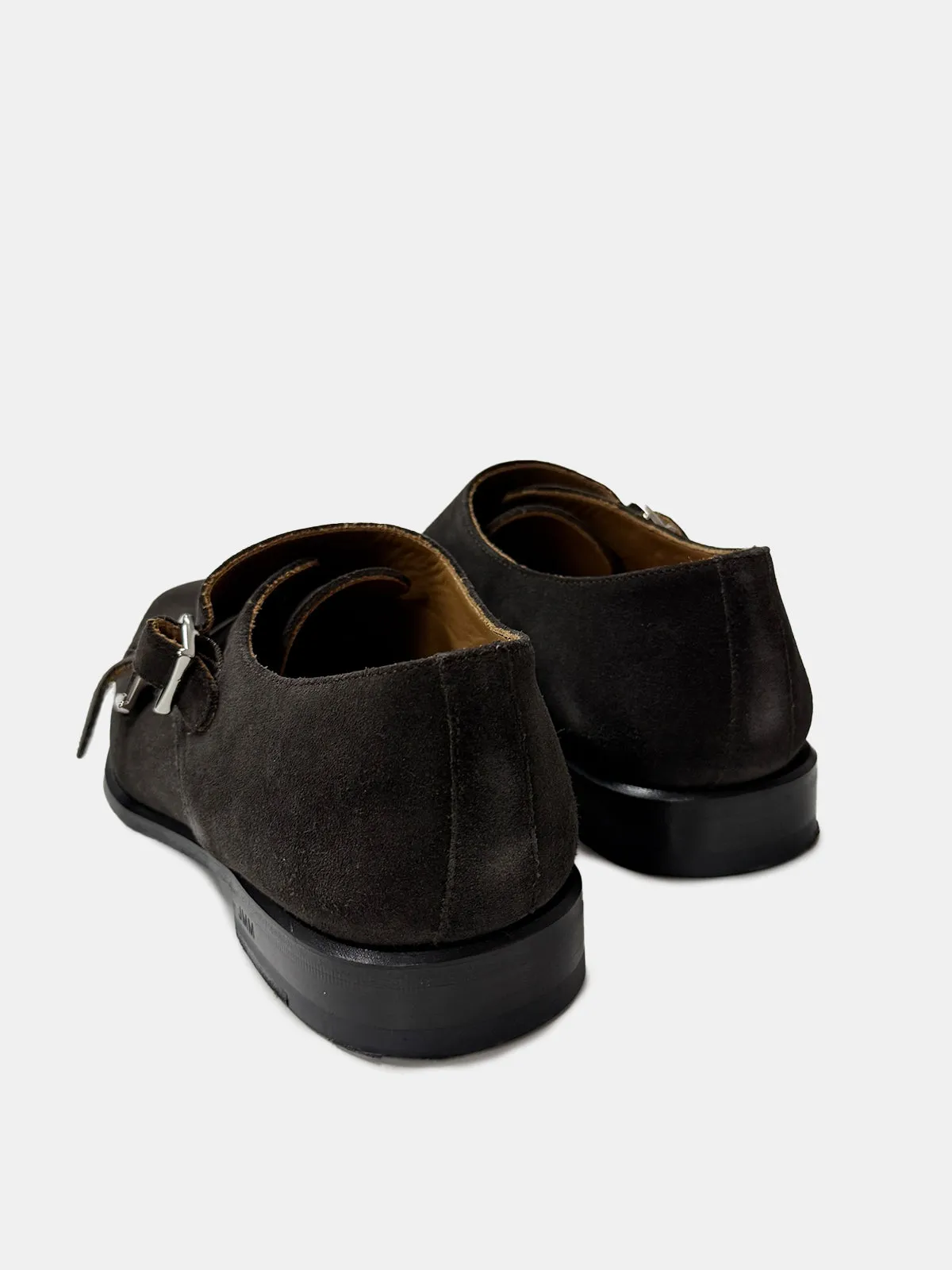 Dark-Brown Suede Double Monk Shoe - Sample  - LUCKY LAST
