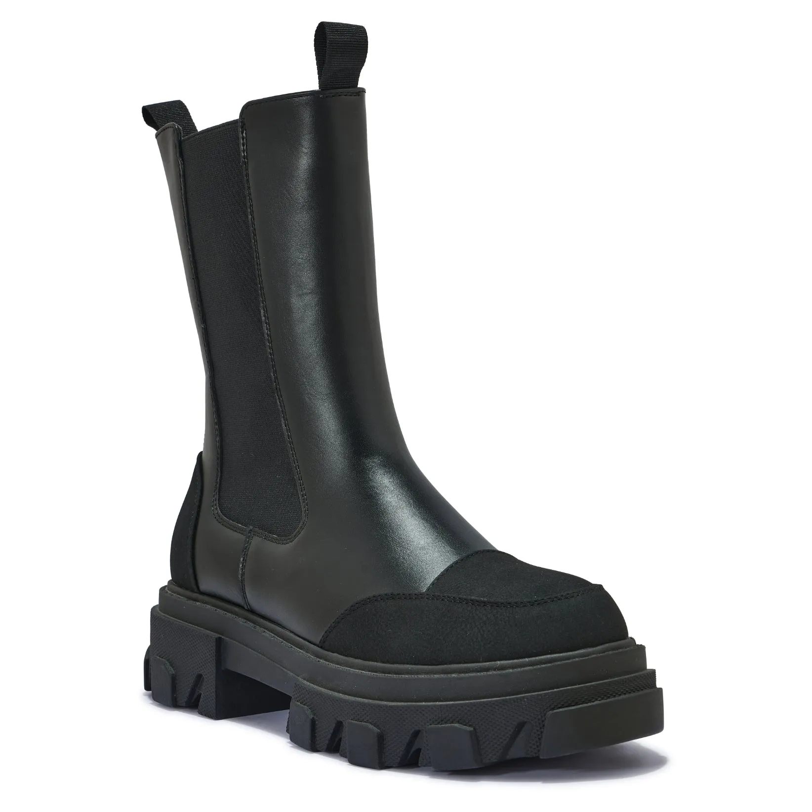 DENAH7 - 2 TONE CHUNKY CLEATED MID CALF CHELSEA BOOT