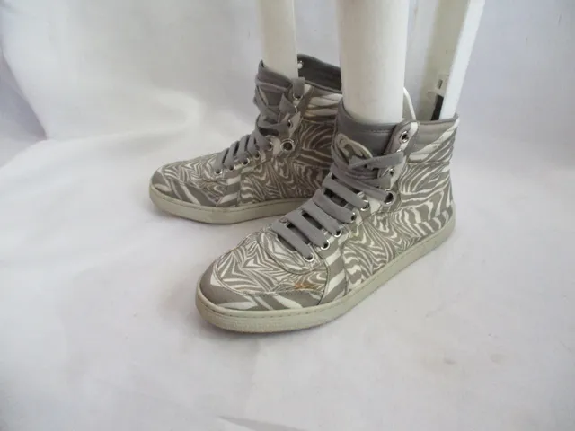 GUCCI SWIRLY Hi-Top Sneaker TRAINER Shoe 37 6.5 Sport BEIGE WHITE