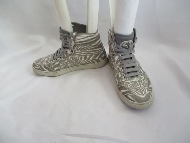 GUCCI SWIRLY Hi-Top Sneaker TRAINER Shoe 37 6.5 Sport BEIGE WHITE