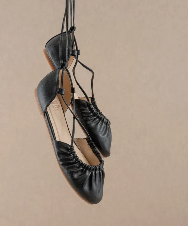Laney Lace Up Ballet Flats - Black