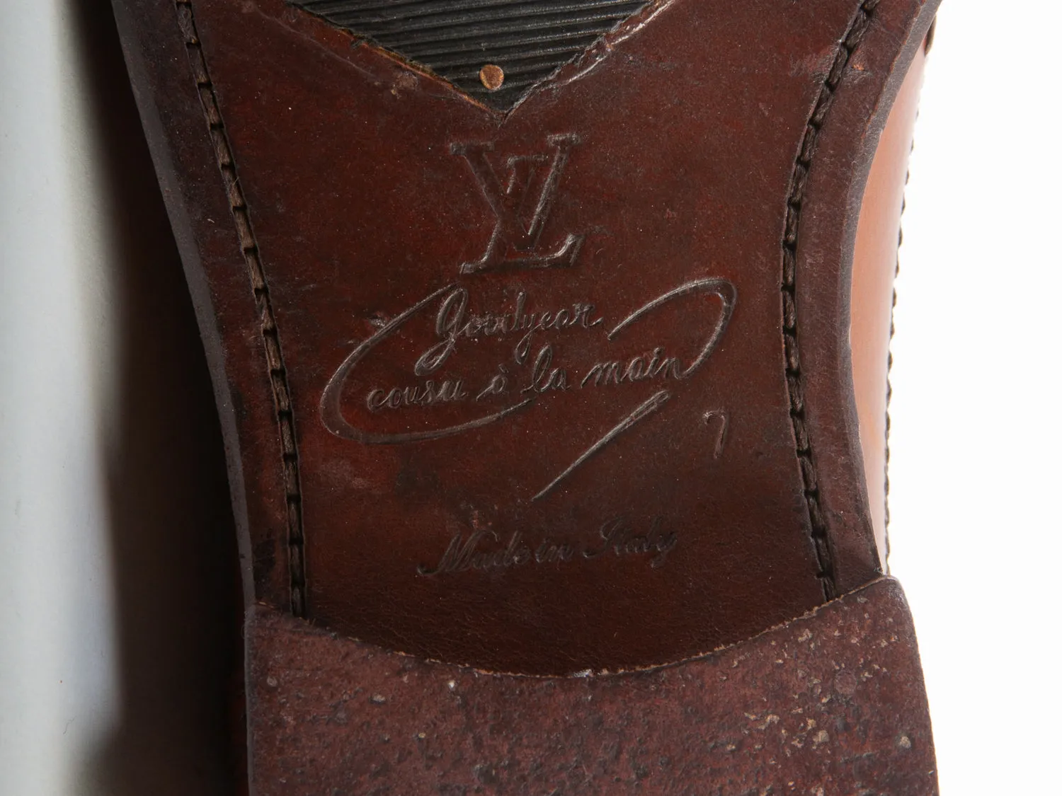 Louis Vuitton Brown Leather Cap Toe Oxford Shoes