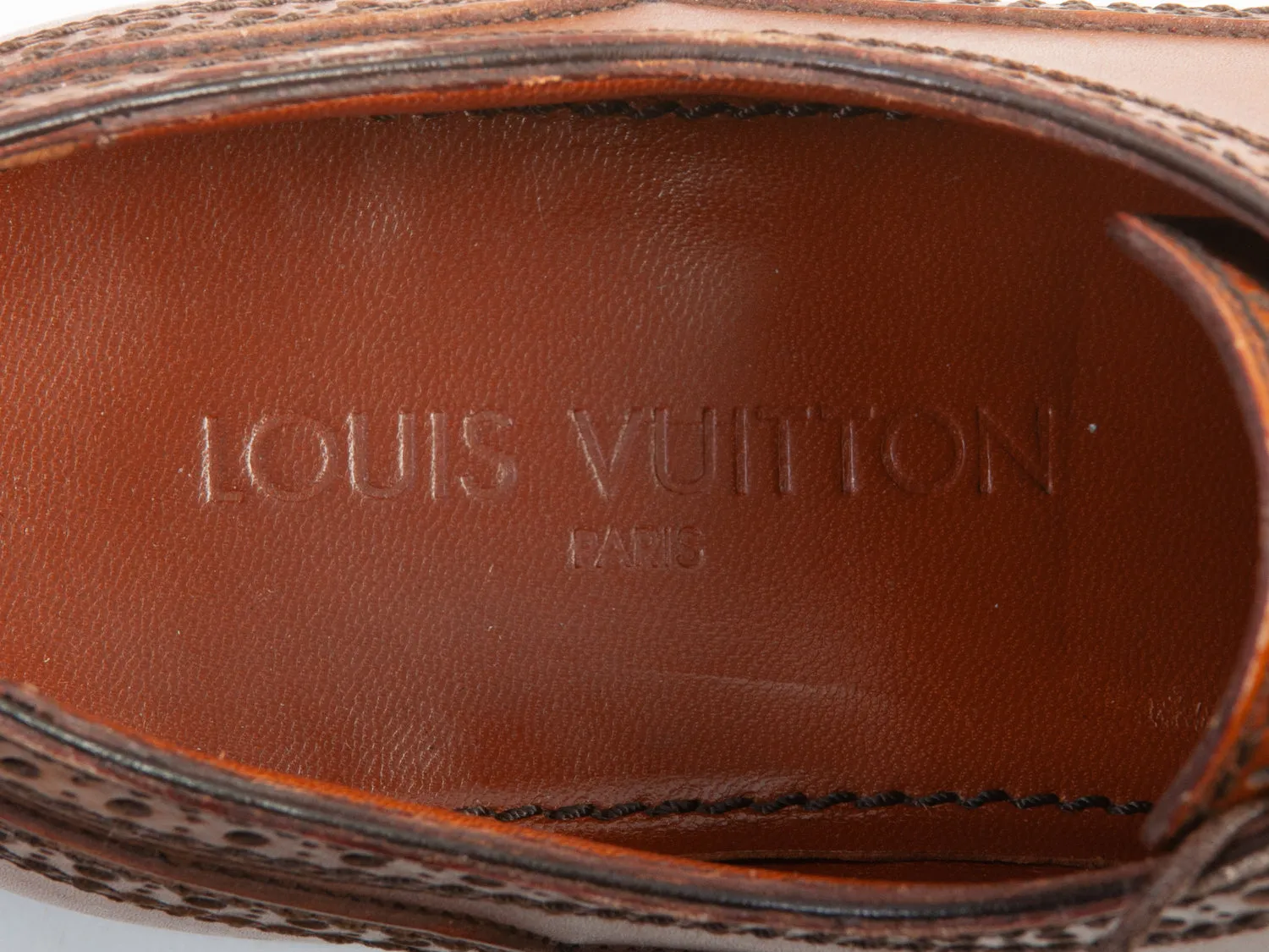 Louis Vuitton Brown Leather Cap Toe Oxford Shoes