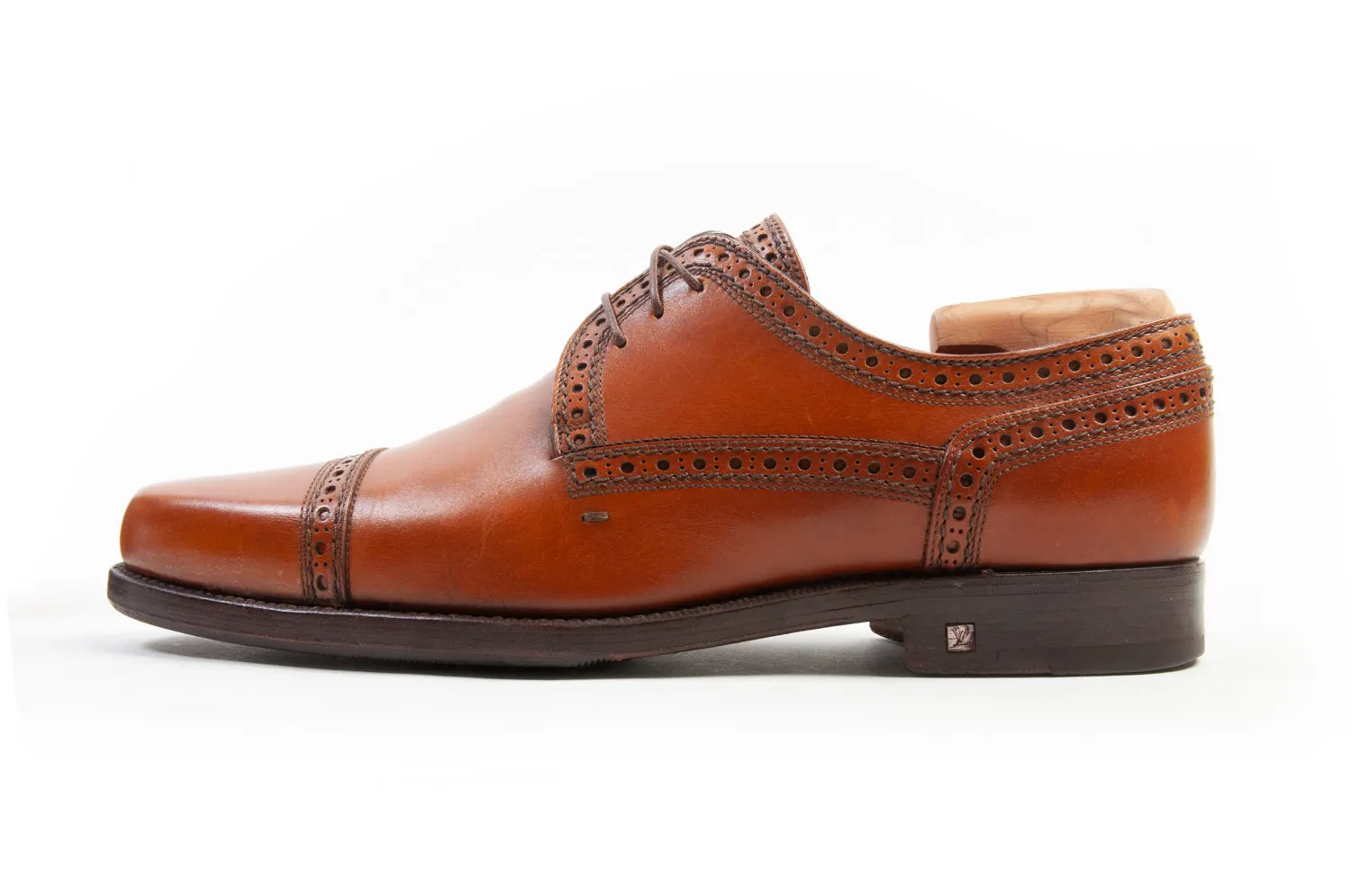 Louis Vuitton Brown Leather Cap Toe Oxford Shoes