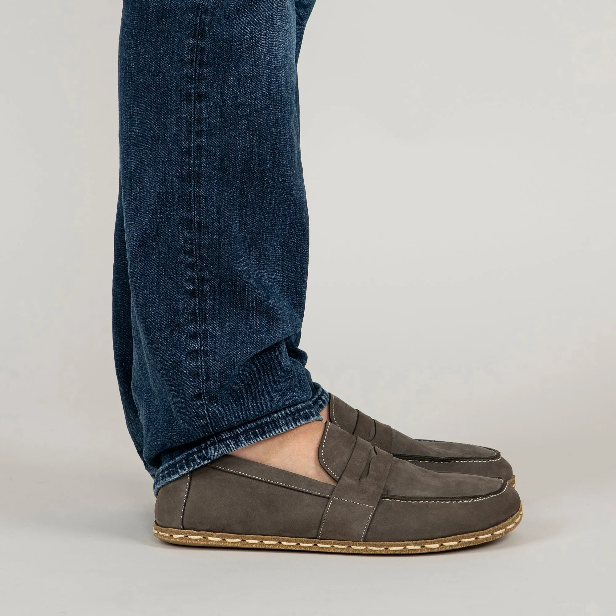 Men's Gray Penny Loafers