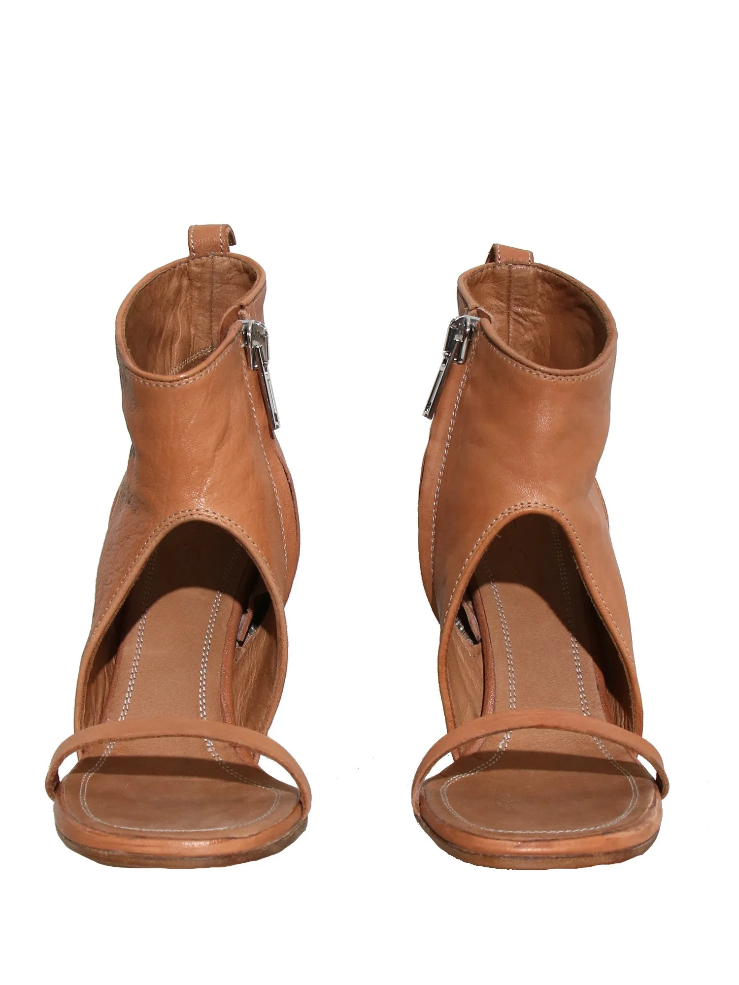 Open-Toe Leather Booties