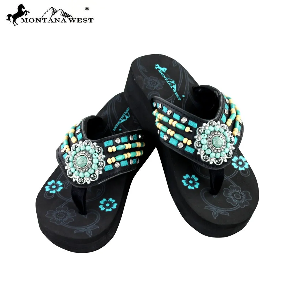 SE20-S096 Montana West Embroidered Flip-Flops Collection By Size
