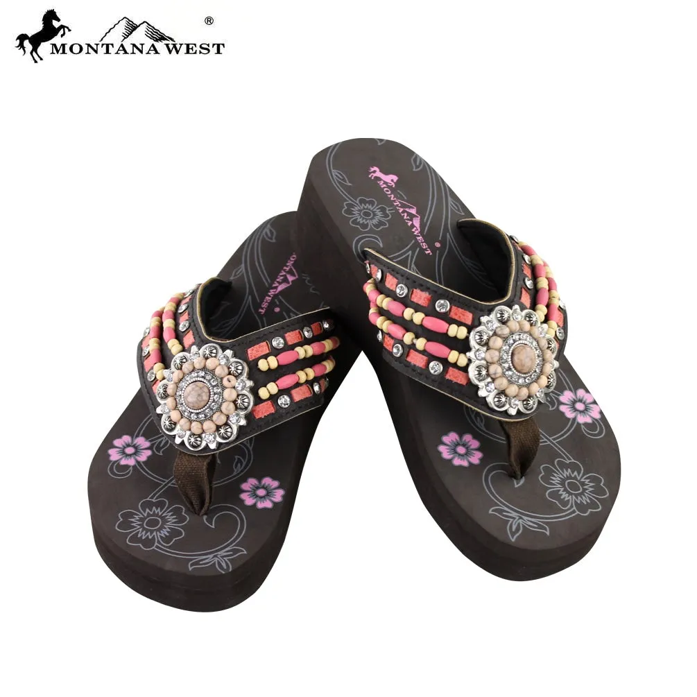 SE20-S096 Montana West Embroidered Flip-Flops Collection By Size